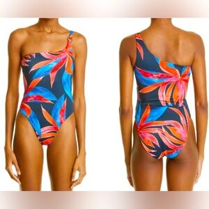 Louisa Ballou lunar bloom floral printed one shoulder swimsuit
